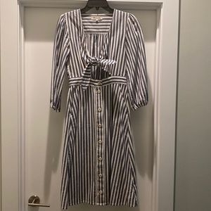 Madewell Pinstripe Cut-Out Dress